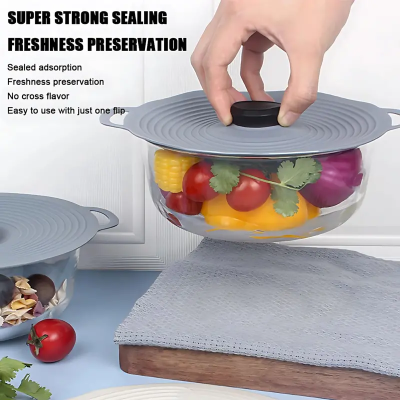 3-Size Reusable Silicone Lids – Airtight, Spill-Proof Covers For Pots, Bowls, And Containers 1