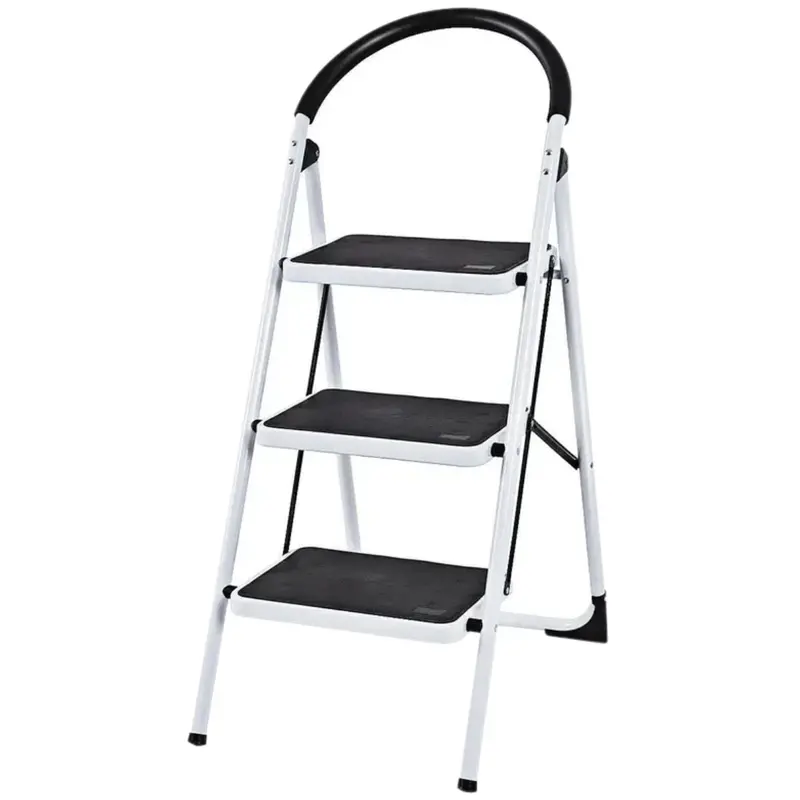 3-Step Folding Safety Stepladder – Compact Aluminum Frame With Handrail Support 1