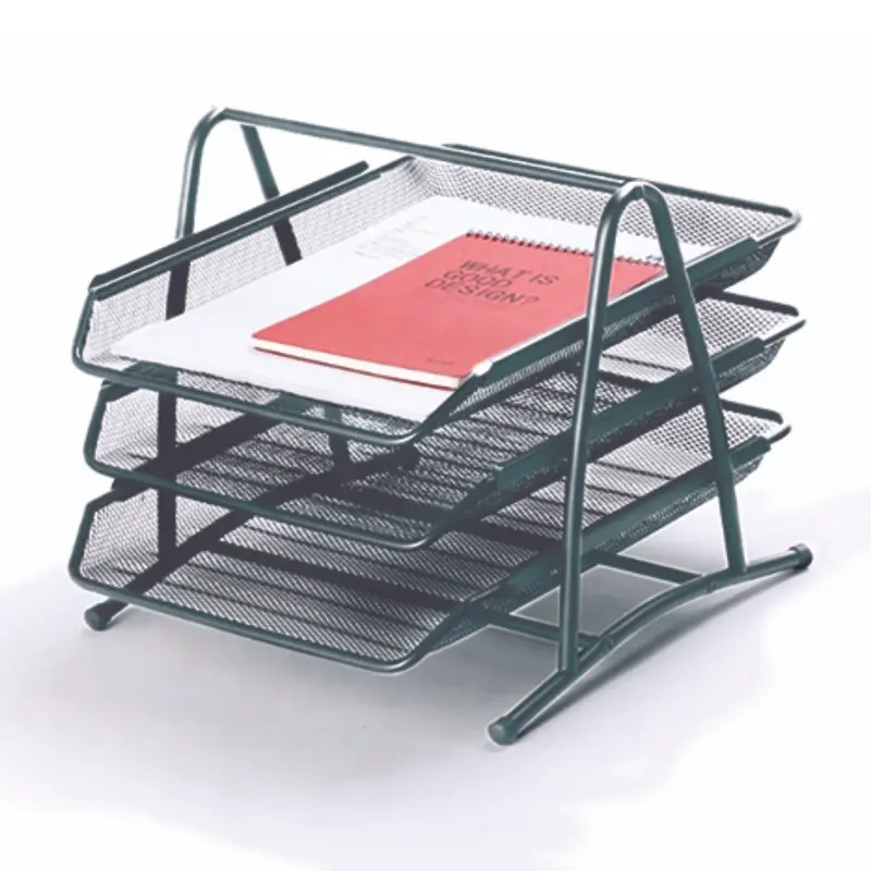 3-Tier Metal Desktop Organizer – Letter-Size, Black Powder-Coated Finish 1