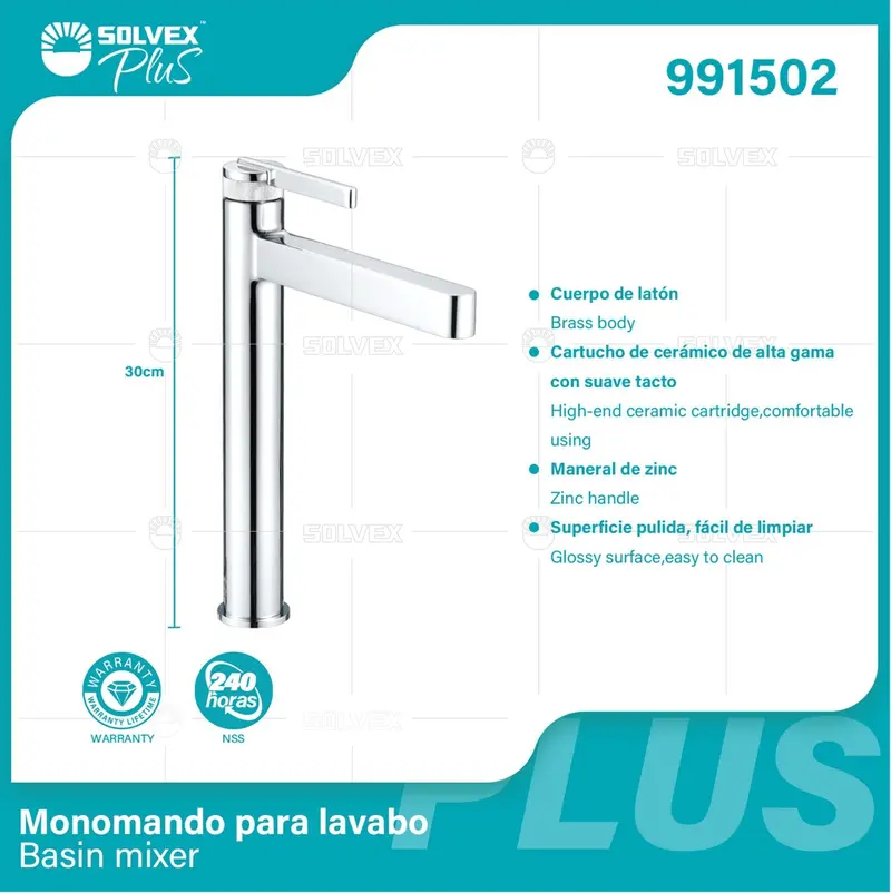 30 Cm Tall Chrome Single-Lever Lavatory Faucet – Lifetime Warranty Hot/Cold Mixer 1