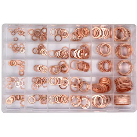 300-Piece Soft Copper Sealing Rings Assortment – Non-Ferrous Gasket Rings 1