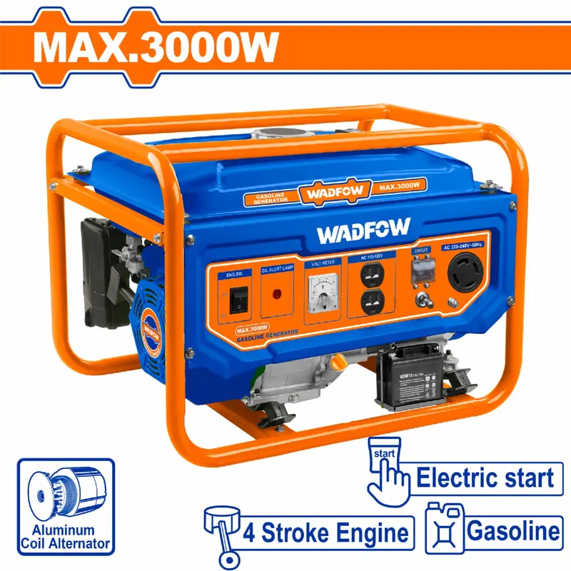3000W Gasoline Generator – 110–120V / 60Hz, Ohv 4-Stroke Engine, Electric Start, 3600 Rpm 1