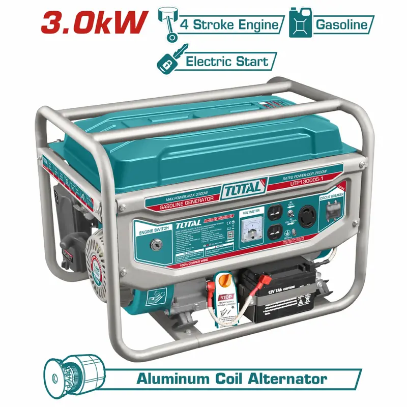 3000W Gasoline Generator – Dual 110V/220V Output, 60 Hz, 3600 Rpm, Ohv 4-Stroke Engine 1