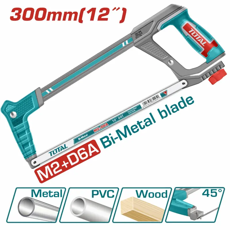300Mm (12") Heavy-Duty Metal Hacksaw – Industrial-Grade Frame With One Replaceable Blade Included 1