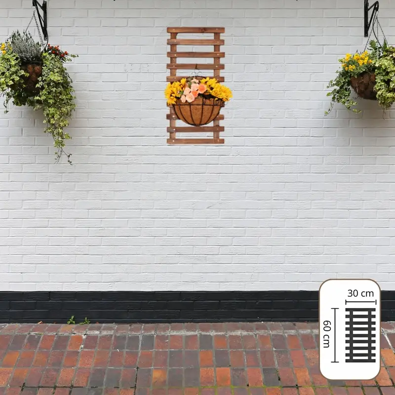 30×60 Cm Charcoal-Stained Wood Wall-Mounted Plant Shelf – Multi-Use Hanging Planter & Fern Hanger 1