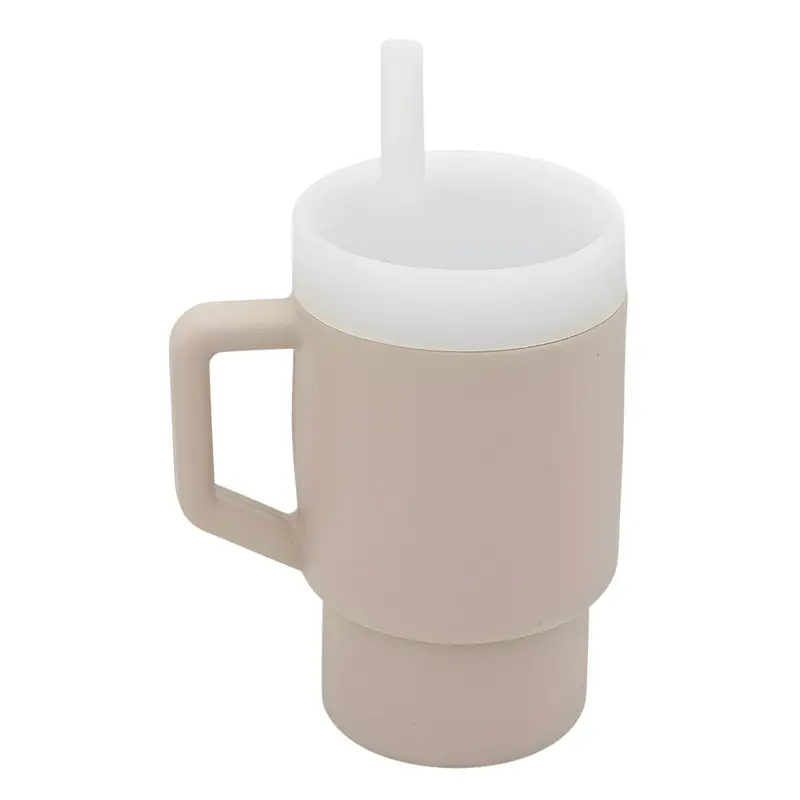 310 Ml Leak-Proof Silicone Sippy Cup With Straw – Light Chocolate Color, Kid-Safe Design 1