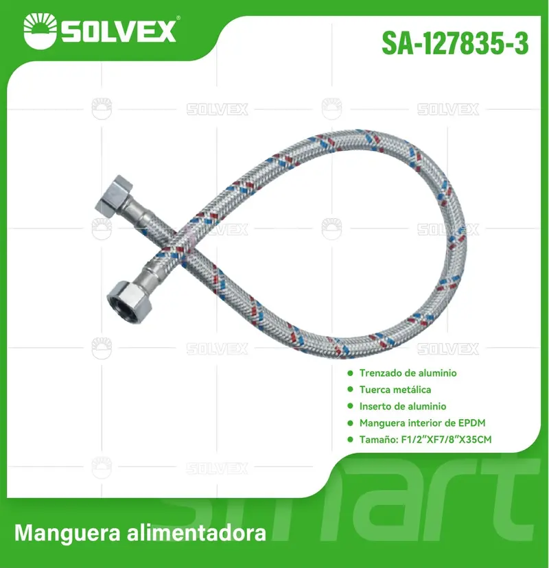 35 Cm Braided Aluminum Supply Hose – 1/2" F X 7/8" F Metal Connectors 1