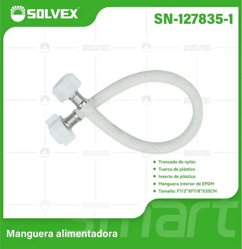 35 Cm Braided Nylon Supply Hose – Flexible Connector With Plastic Nuts (1/2" Fip × 7/8" Fip) 1