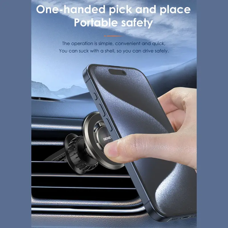 360° Rotating Magnetic Car Phone Mount – Strong Hold Dashboard & Vent Compatible Holder 1