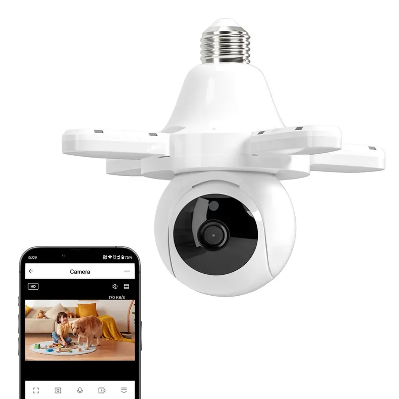 360° Wifi Bulb Security Camera – Socket-Mount Surveillance Camera With Motion Detection, Built-In Led Light & Full-Color Night Vision 1