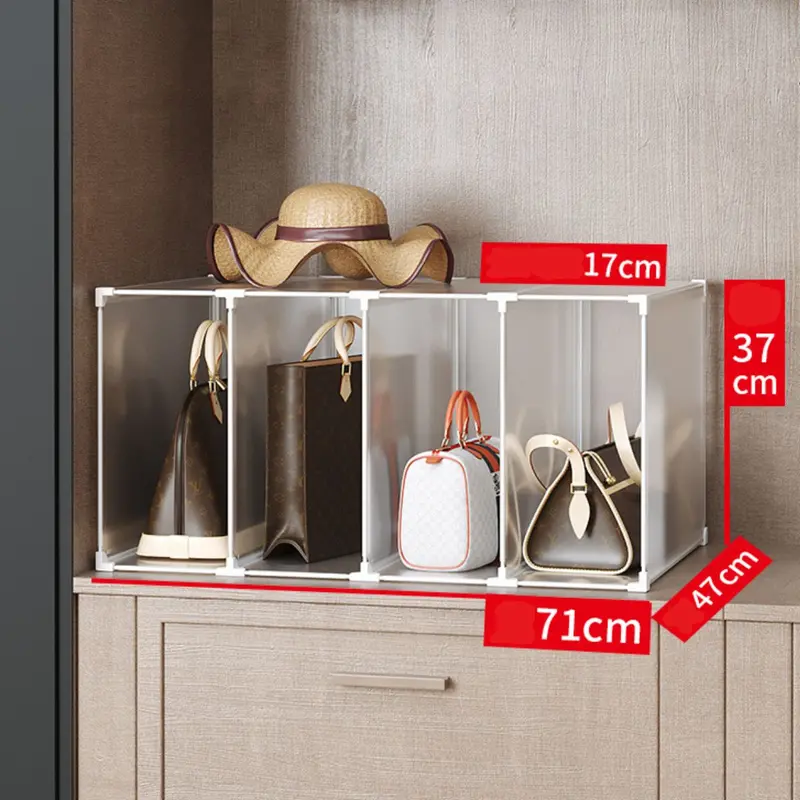 4-Column Handbag Organizer – Freestanding Closet Storage Unit, 71 × 47 × 37 Cm With Dividers 1