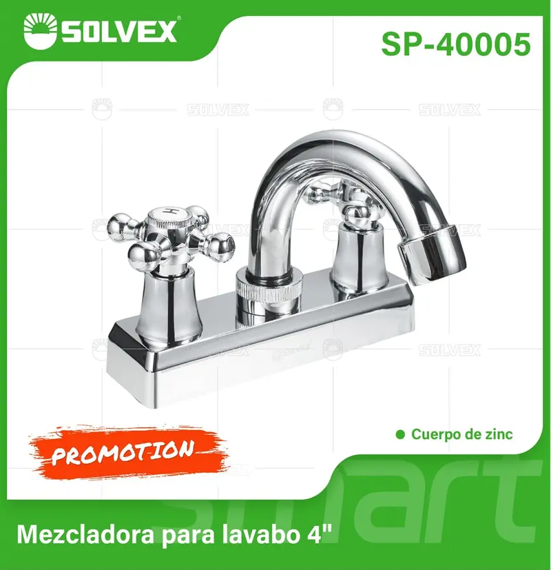 4" Cross-Handle Bathroom Faucet Set – Chrome Monobloc Mixer With Cold/Hot Mode Toggle Spout 1