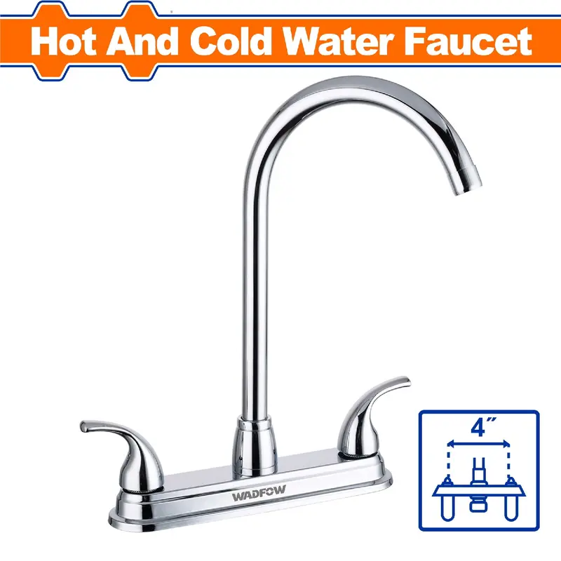 4" Dual-Temp Faucet For Sinks – Brass Body With Zinc Handle, Cold & Hot Water Functionality 1