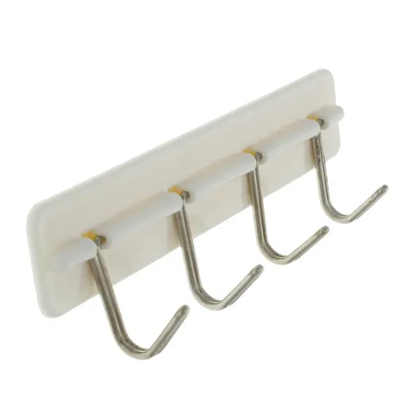 4-Hook Adhesive Wall Hook Strip 1