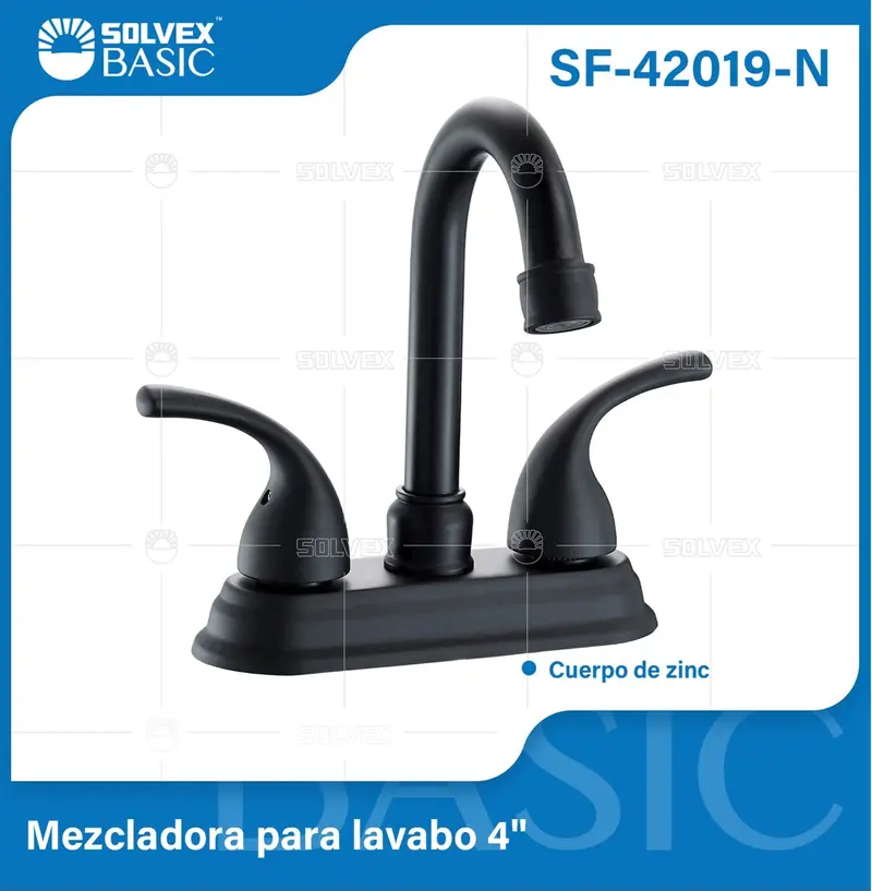 4-Inch Black Bathroom Faucet – Stainless Steel Spout With Dual Lever Handles And Rotating Base 1