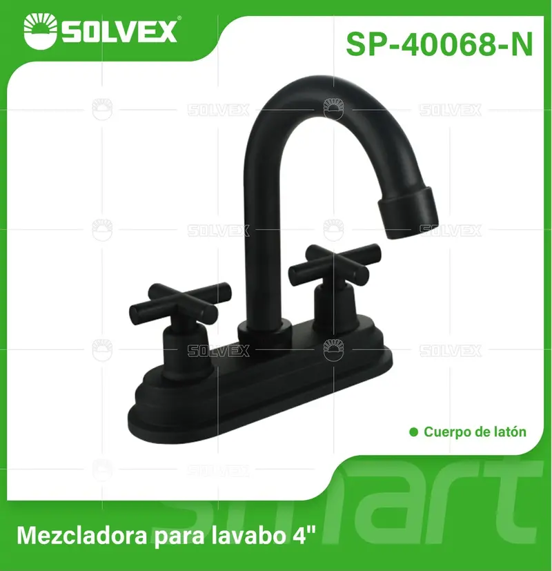 4-Inch Black Bathroom Mixer Faucet – Rotating Spout With Cross-Style Handles And Decorative Cover 1