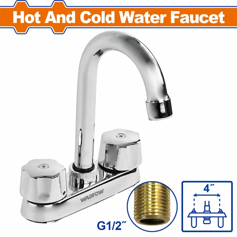 4-Inch Dual-Temp Faucet – Brass Body With Plastic Handle For Hot & Cold Water Control 1