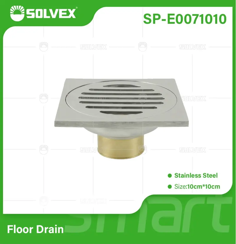 4-Inch Square Shower Floor Drain – 10X10Cm Chrome-Plated Stainless Steel 1