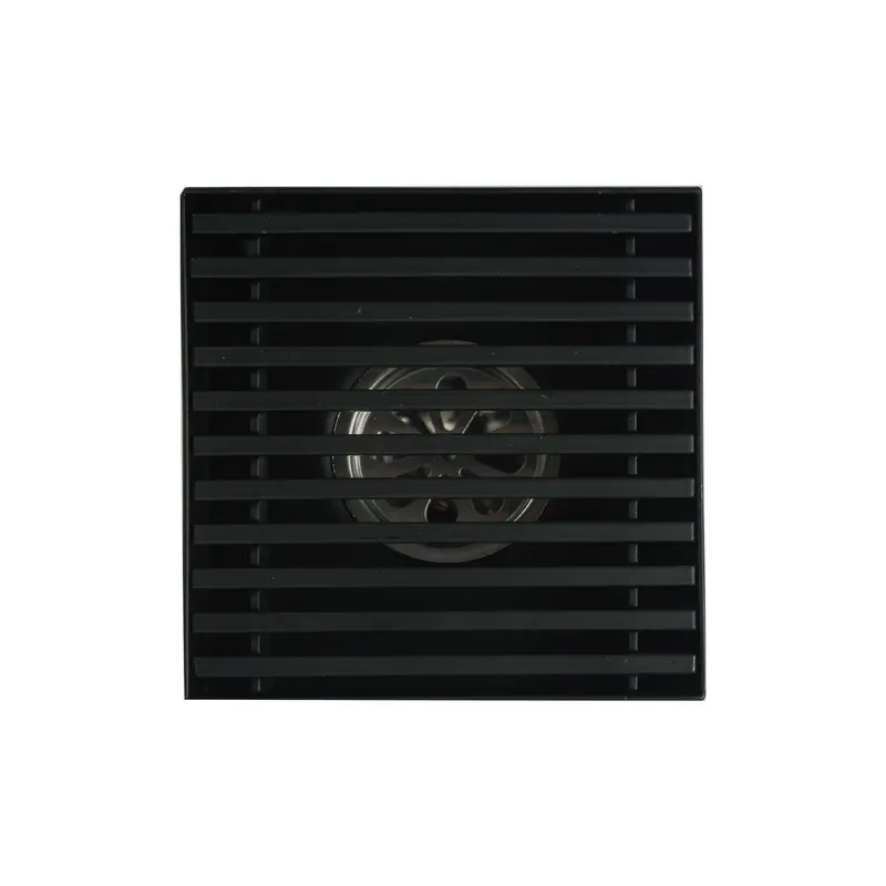 4-Inch Square Shower Floor Drain – 10X10Cm Matte Black Stainless Steel 2