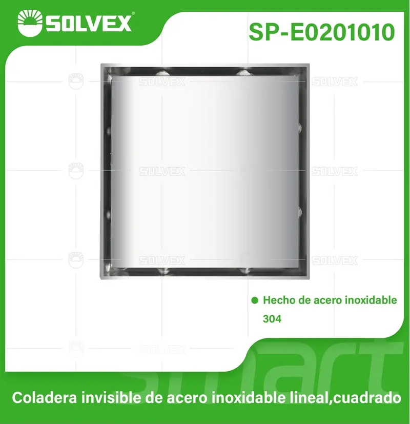 4-Inch Square Shower Floor Drain – 10X10Cm Stainless Steel (Unfinished) 1