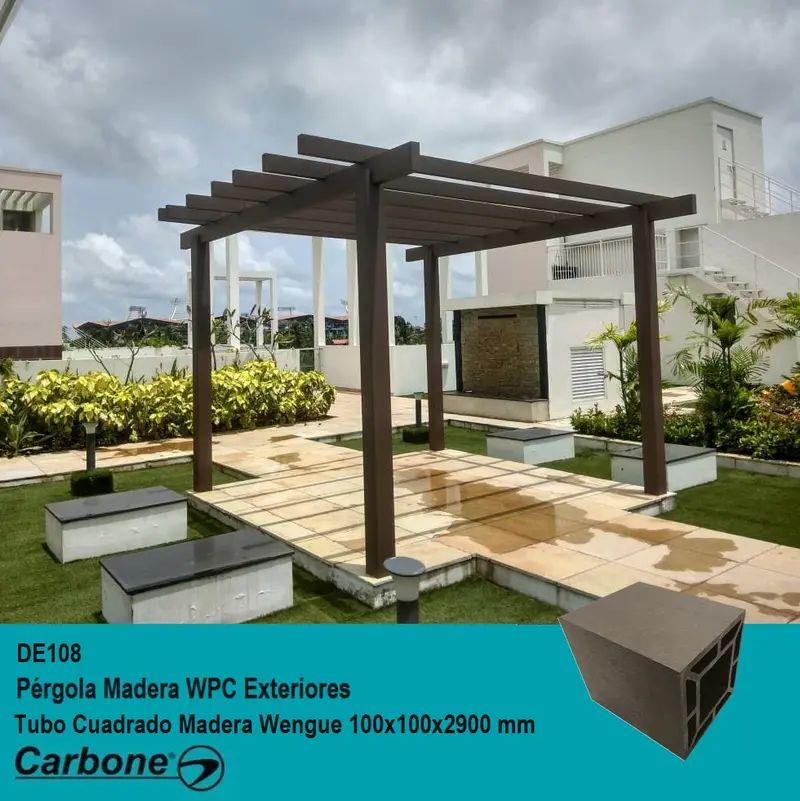 4-Inch Wpc Square Pergola Post – Wenge Wood Finish, 100×100×2900Mm, Outdoor Use 1