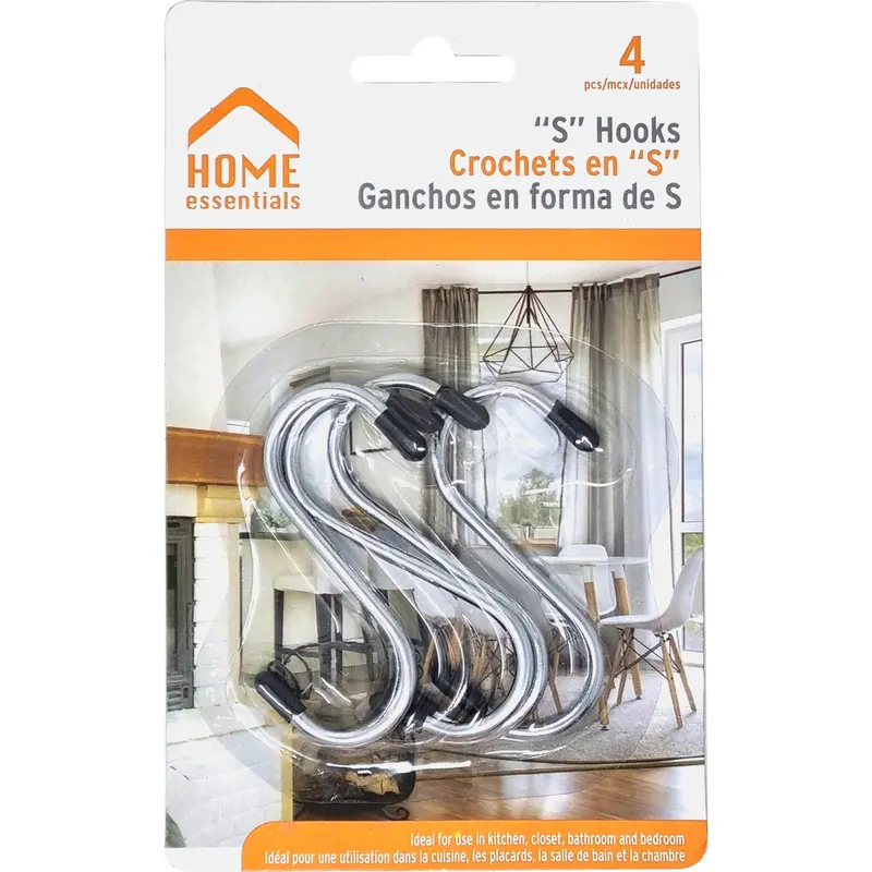 4-Pack Compact S-Hooks, 3-Inch Size, 6.5-Pound Load Rating 1
