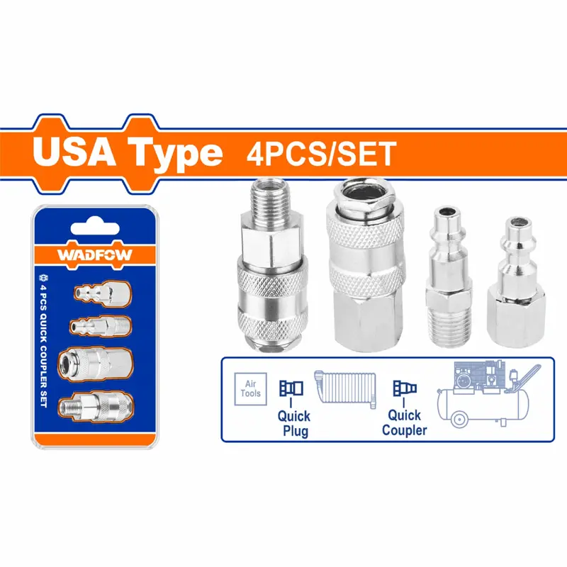 4-Piece American-Style Air Coupler Set – 1/4 Inch Male And Female Connectors 1