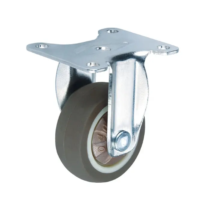 4" Rigid Caster, Light-Duty Series, 50 Kg Capacity, Brown Thermoplastic Elastomer (Tpr) Wheel 1