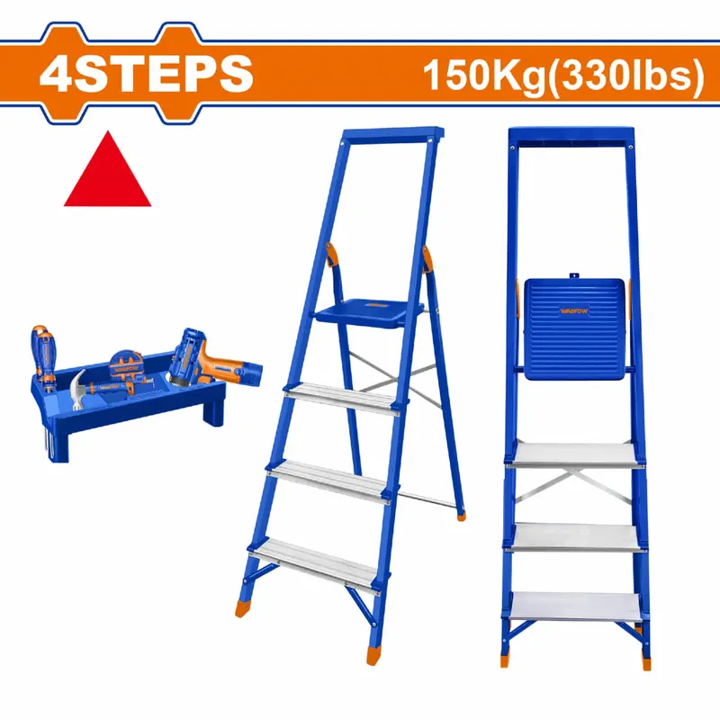 4-Rung Steel-Aluminum Step Ladder – 150Kg Max Load, 85Cm Max Working Height 1