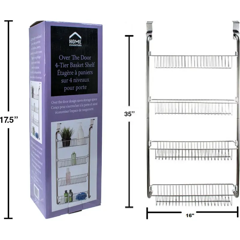4-Tier Over-The-Door Shelf – 16" X 5.5" X 36", Satin Nickel 1