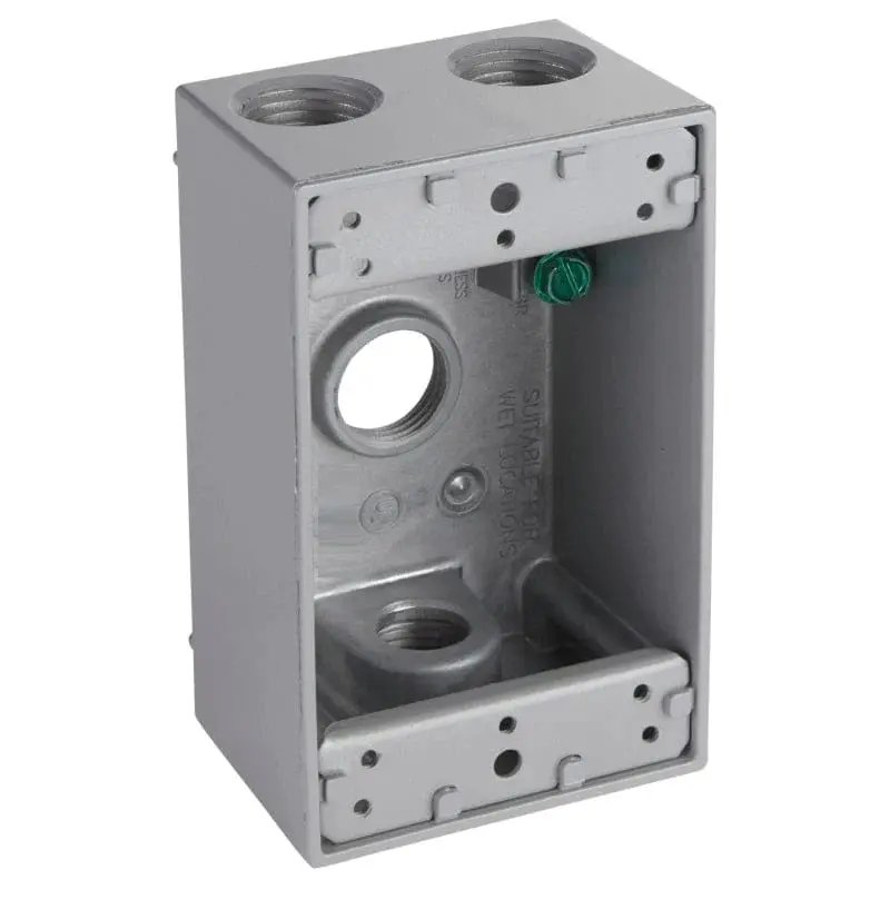 4" X 2" Outdoor Electrical Junction Box With Four 3/4" Knockouts And Compact Dimensions (2" H × 4-9/16" W × 2-13/16" D) 1