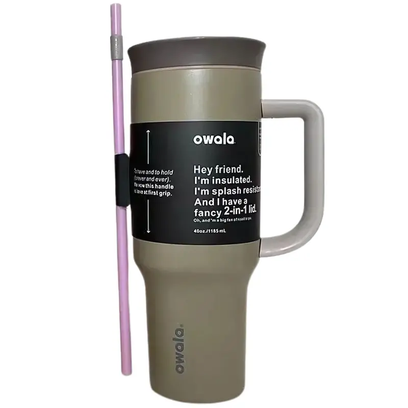40 Oz Stainless Steel Vacuum Insulated Water Bottle With Straw And Handle – Bamboo Accents 1