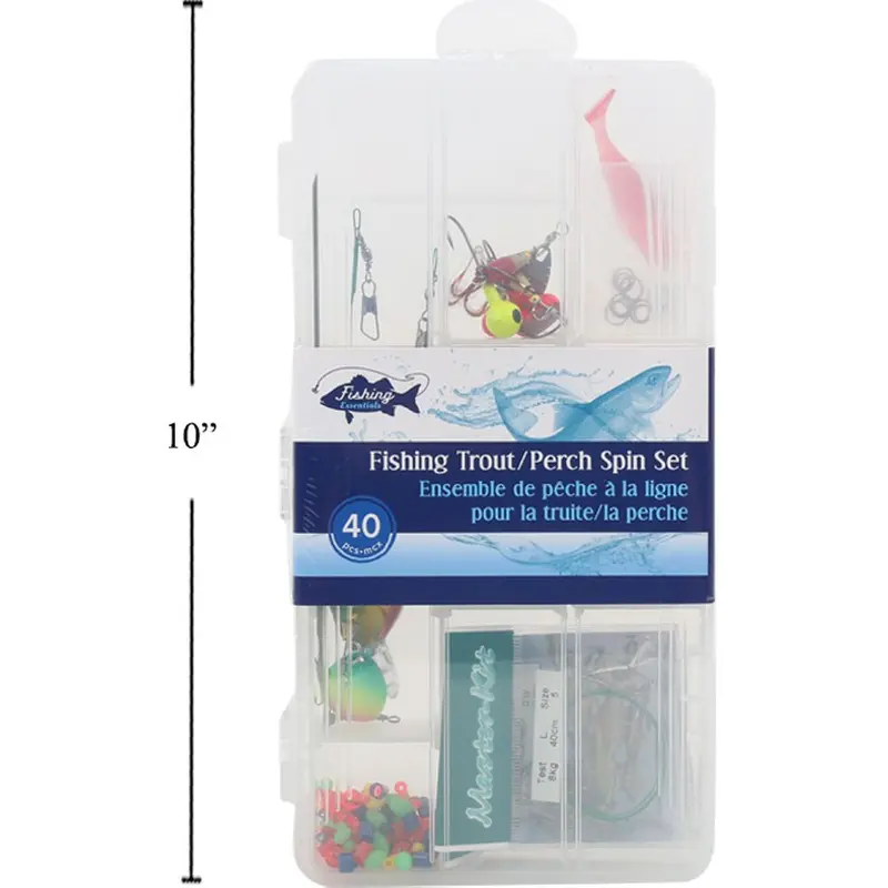 40-Piece Trout & Perch Fishing Tackle Kit – Color-Labeled Plastic Case 1
