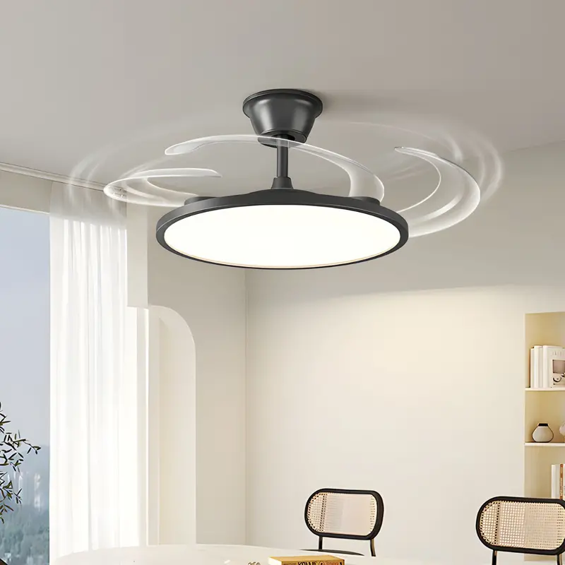 42-Inch Retractable Blade Ceiling Fan With Integrated Dimmable Led Light – Remote-Controlled Smart Fan (96W Motor + 35W Light) For Rooms Up To 25 M² 1
