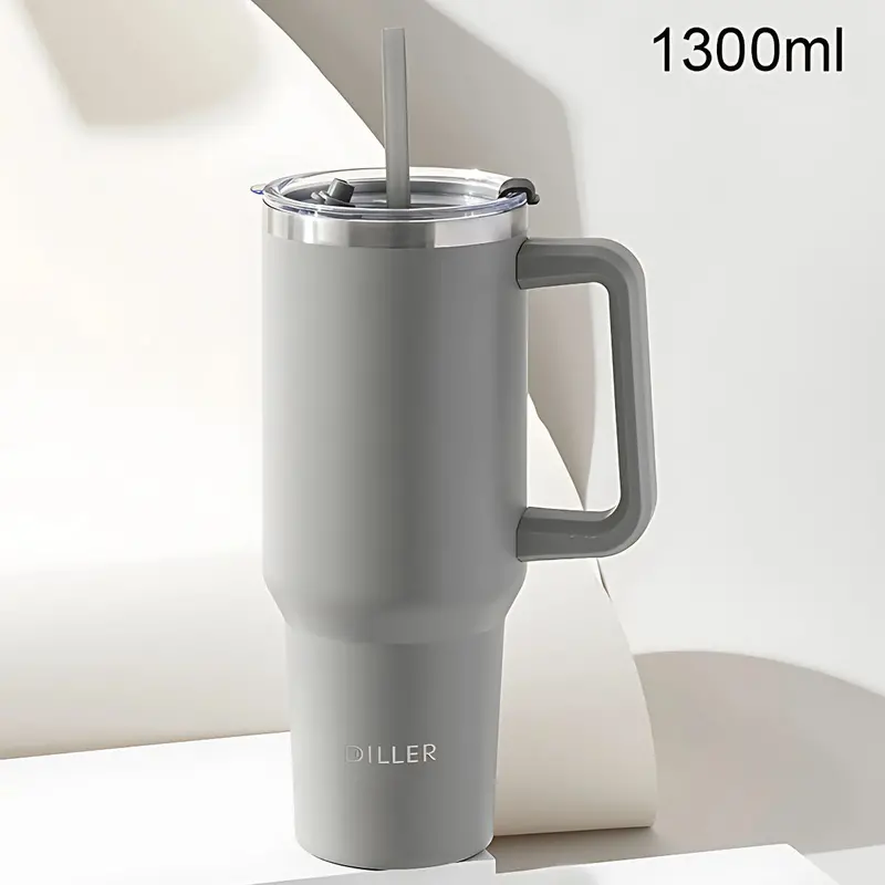 44 Oz Stainless Steel Thermal Tumbler – Gray Insulated Travel Mug 1