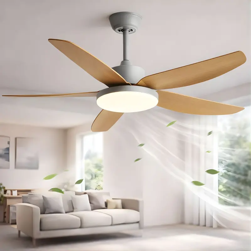 46" Smart Ceiling Fan With Dimmable Led Light – 5-Blade Design, Remote Control, 60W Energy-Efficient Motor (Gray) 1