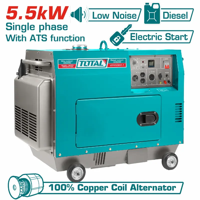 5.5 Kw Silent Single-Phase Diesel Generator With Ats – 9.0 Hp Engine, 3600 Rpm Output 1