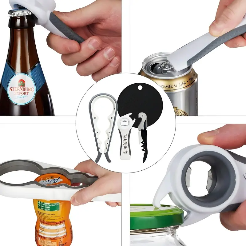 5-In-1 Jar Opener Set – Universal Bottle, Can & Jar Lid Remover With Non-Slip Base 1
