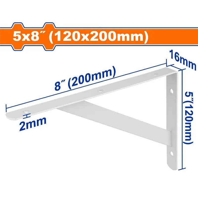 5" X 8" Reinforced Shelf Bracket – 2 Mm Steel, 50 Kg Load Capacity, 6-Mount Configuration 1