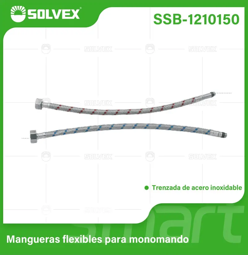 50 Cm Monobloc Mixer Supply Kit – Pair Of Braided Stainless Steel Hoses With 1/2" Fip × M10×1 Threaded Connectors 1