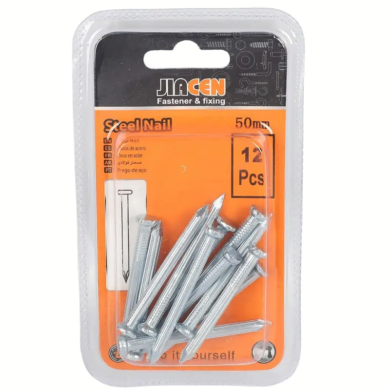 50 Mm Sharp-Tip Concrete Nails – Heavy-Duty Iron Set Of 12 For Masonry Applications 1