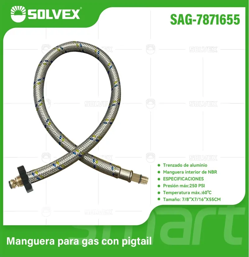 55 Cm Flexible Aluminum-Braided Gas Hose: M7/8" X M7/16" Corrugated Supply Line 1