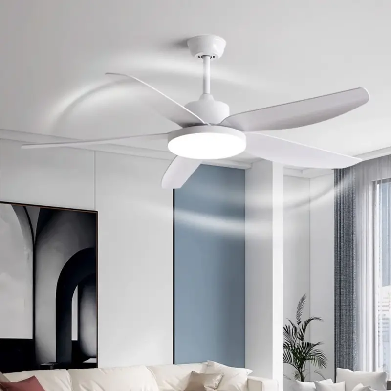 56" Remote-Controlled Ceiling Fan With Adjustable Led Light – 5-Blade Quiet Operation, 60W Motor (White) 1