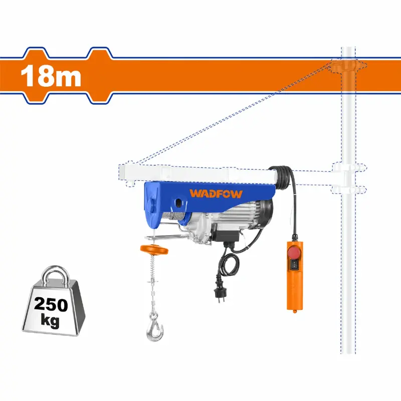 580W Electric Winch Hoist – 125 Kg Max Load, 18 M Lifting Height, Dual-Speed (10/5 M/Min), Ip54 Rated 1