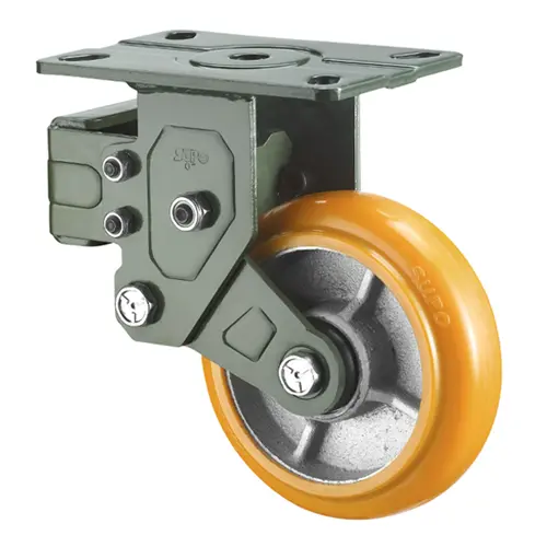 6-Inch (150 Mm) Shock-Absorbing Rigid Castor – 80–320 Kg Adjustable Load Range, Orange Polyurethane (Pu) Tread 1