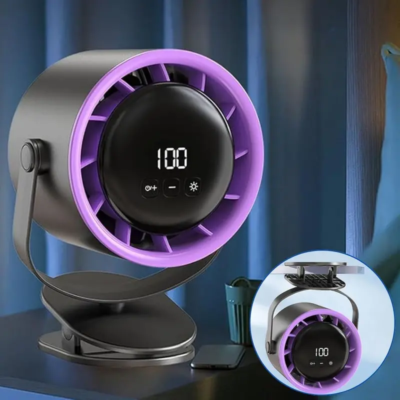 6-Inch Led Display Rechargeable Desktop Fan – 100 Speed Settings, Ice Feel Motor, 7V/5W 1