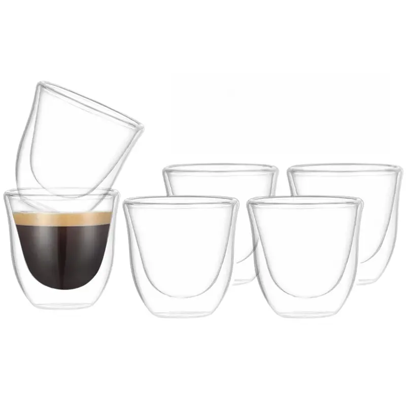 6-Piece Double-Walled Glass Espresso Cups – 2.3Oz (70Ml) Heat-Retaining Set 1