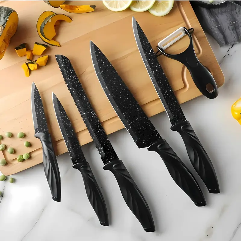 6-Piece Professional Kitchen Knife Set – Premium Non-Stick Blades Including Peeler And Utility Knives 1