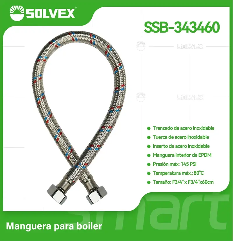 60 Cm Stainless Steel Braided Boiler Supply Hose – 3/4" Fip X 3/4" Fip 1