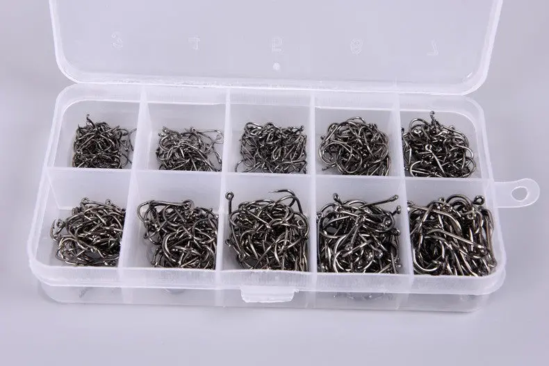 600-Piece Bulk Fishing Hook Assortment – Sizes #3 Through #12 1